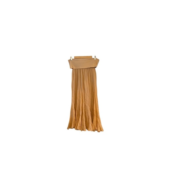 Cute Options 100% Cotton Tan Ripple effect Maxi Skirt Granola Boho Western Fall - Picture 3 of 5